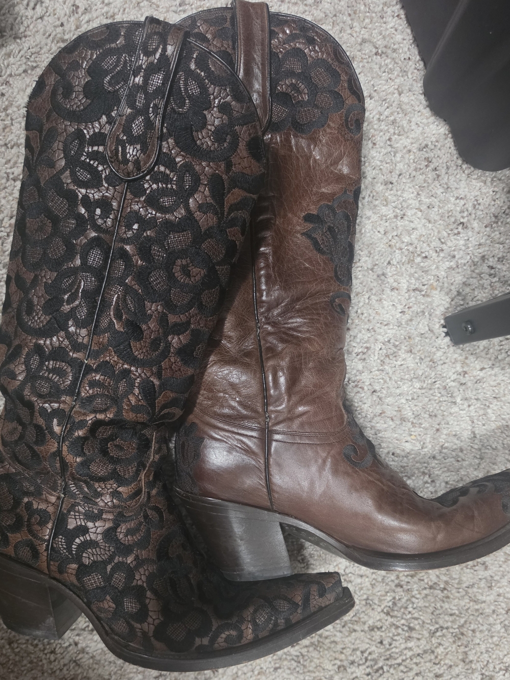 Womens Vintage Corral Leather and Lace Western Boots